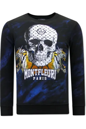 TONY BACKER Sweater met print skull tiger