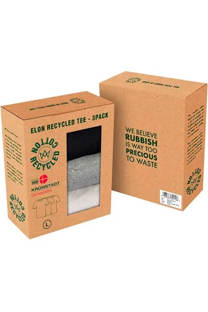 Kronstadt Elon recycled cotton 3-pack t-shirt ks3348 grey/white/black