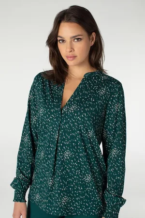Jansen Amsterdam Shirel top met vogeldessin en v-hals