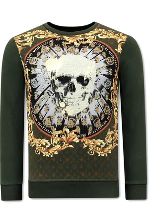 TONY BACKER Sweater met print skull strass