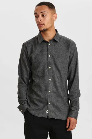 Anerkjendt Aklouis 2 tone melange shirt 900313 granit grey mel