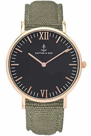 Kapten & Son Horloge black olive canvas campina 4251145223762