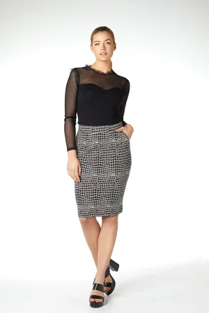 Jansen Amsterdam Skirt lairy pencil black/sand