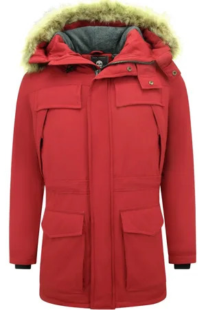 Enos Lange parka jas met bontkraag