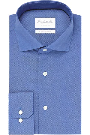 Michaelis Uni blue oxford katoenen overhemd