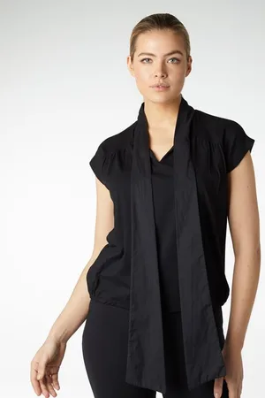 Jansen Amsterdam Rosan boxy top met katoenen striklinten black