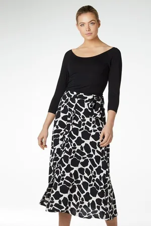 Jansen Amsterdam Mary midirok met vlekkendessin en strikdetail black/white
