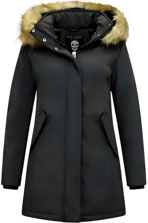 Matogla Winterjas met imitatie bontkraag slim fit