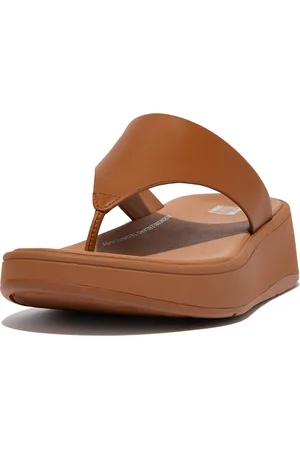 FitFlop F-mode leather flatform toe-post sandals