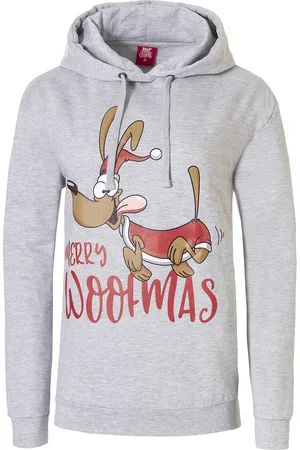 Apollo Dames kersttrui met capuchon merry woofmas hoodie
