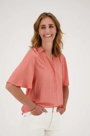 Zusss Blouse met korte mouwen koraalroze