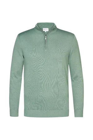 Michaelis Mint pullover met halflange zipper