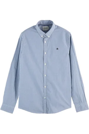 Scotch&Soda Essential yarn dye organic poplin blue white check