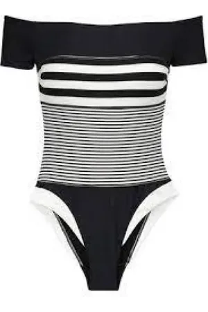 Max Mara Circolo black big stripe bath suit