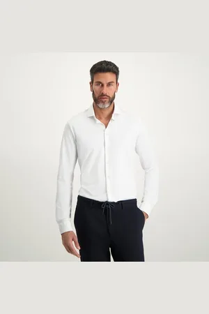 Blue Industry 2191.22 lounge jersey shirt white overhemd lange mouw bleu indus