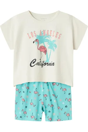 NAME IT Meisjes korte pyjama set shortama flamingo