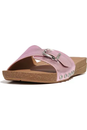FitFlop Iqushion adjustable buckle metallic-leather slides