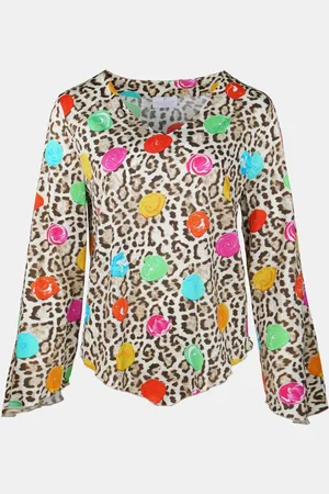 MUCHO GUSTO Blouse genua luipaard met kleurrijke verfbollen