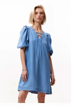 Catwalk Junkie Denim jurk met pof mouw