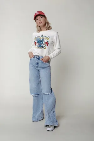Colourful rebel Wide leg denim pants blue denim