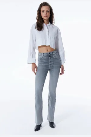 Cup of Joe Ultra high waist flare; %92 co-%6 pes-%2 ea; 92; denim grey denim