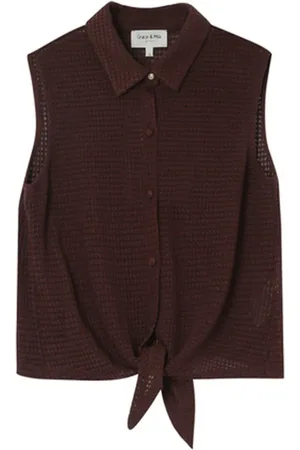 Grace & Mila Gehaakte knoopblouse mike