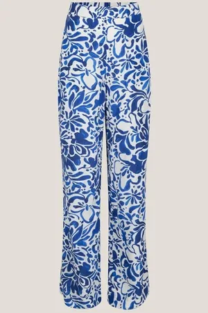 Jansen Amsterdam Franka wbf429 printed wide pants off white/blue