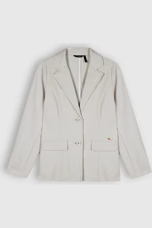 NoBell Meisjes blazer jasje krijtstreep bella grijs