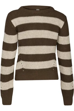 KIEstone Meisjes sweater milou bruin gestreept