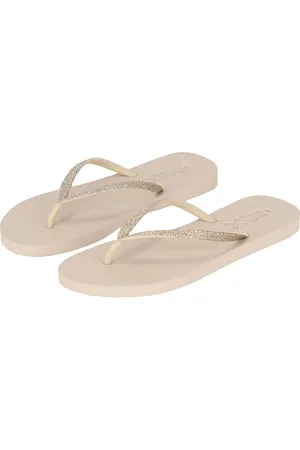 XQ Dames teenslippers glitters beige