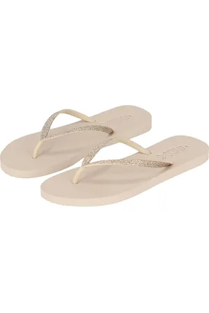XQ Dames teenslippers glitters beige