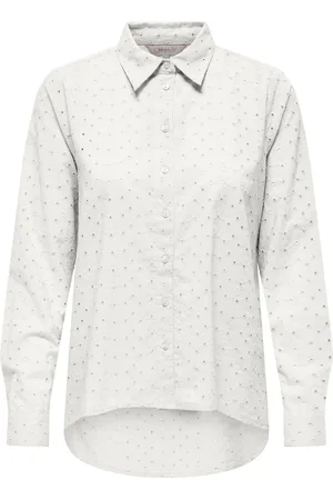 ONLY Onlalfie nice emb ls high low shirt off-white