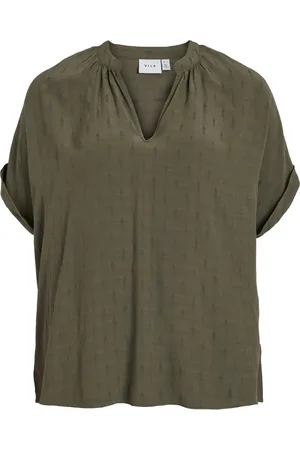 VILA Viyarina v-neck ss top olijf