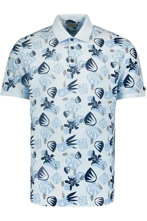 No Excess Polo pique allover printed garment dyed stretch dessin