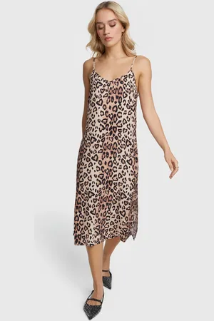 Alix the label 2407375701 twill leopard camisol dress