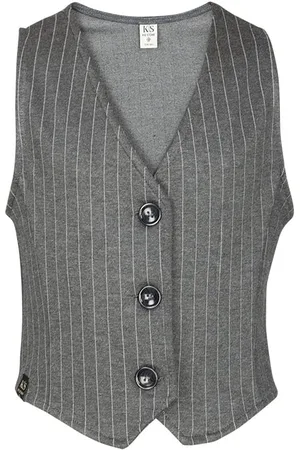 KIEstone Meisjes gilet lindy antraciet krijtstreep