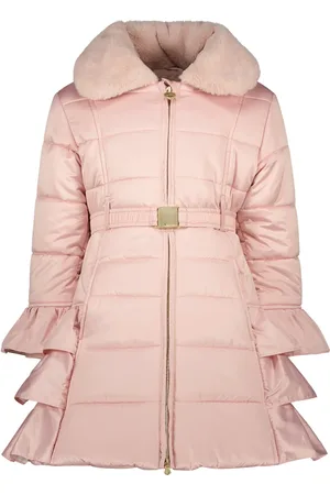 Le Chic Meisjes winterjas ruffel bouquet cotton candy