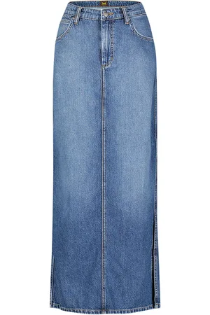 Lee Side slit maxi skirt weekend chill blue denim