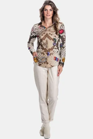 MUCHO GUSTO Blouse francis bay met slangenprint en kunstzinnige gedrukte patches