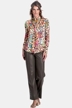 MUCHO GUSTO Blouse vinci met panterprint en kunstzinnige gedrukte tasjes