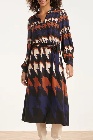 Smashed Lemon 24526 houndstooth print midi jurk |