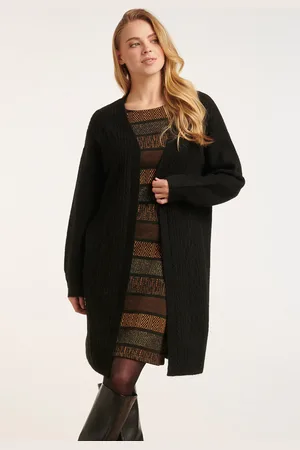 Smashed Lemon 24630 oversized open e cardigan met kabelstructuur |