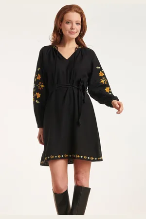 Smashed Lemon 24694 e jurk met bloemenborduursels |
