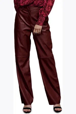 Minus Mstasja mid waist pu pant madder brown