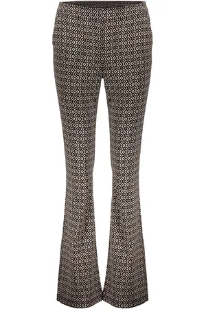 Geisha 41552-70 999 pants jacquard flare 2-tone black/sand