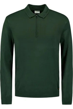 No Excess Pullover polo half zip dark green