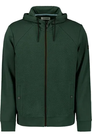 No Excess Sweater hooded full zipper double l dark green
