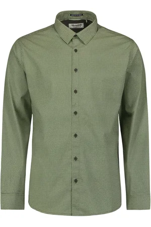 No Excess Shirt stretch allover printed dark green