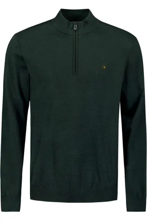 No Excess Pullover half zip 2 coloured melang dark green