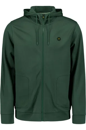 No Excess Sweater full zipper hooded dark green